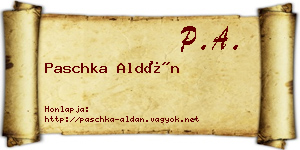 Paschka Aldán névjegykártya